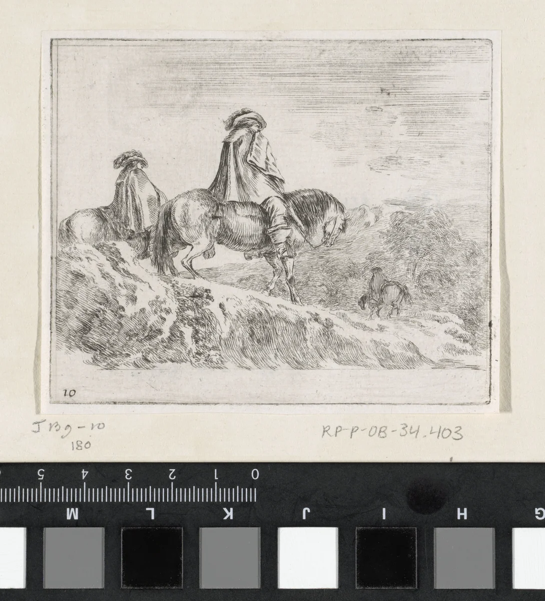 Drie ruiters te paard by Stefano della Bella, print, 1632-1664