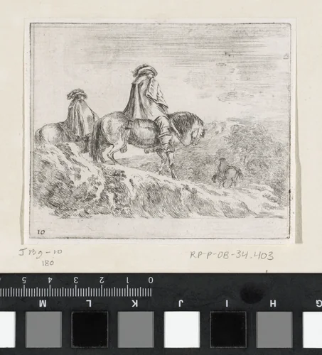 Drie ruiters te paard by Stefano della Bella, print, 1632-1664