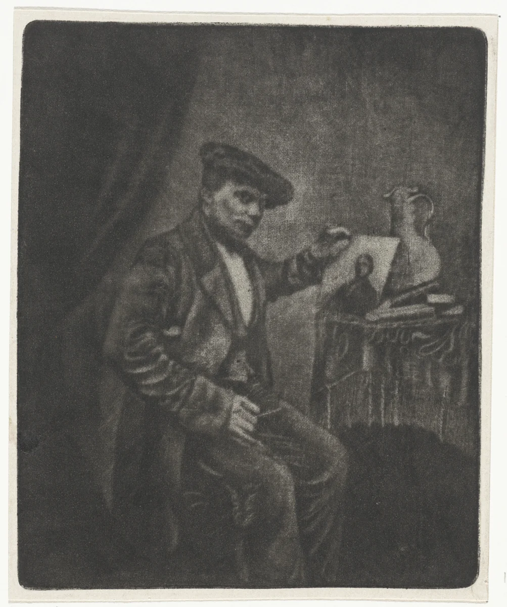 Portret van een kunstenaar by Eberhard Cornelis Rahms, print, 1854-1890