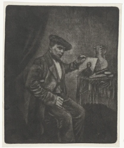 Portret van een kunstenaar by Eberhard Cornelis Rahms, print, 1854-1890