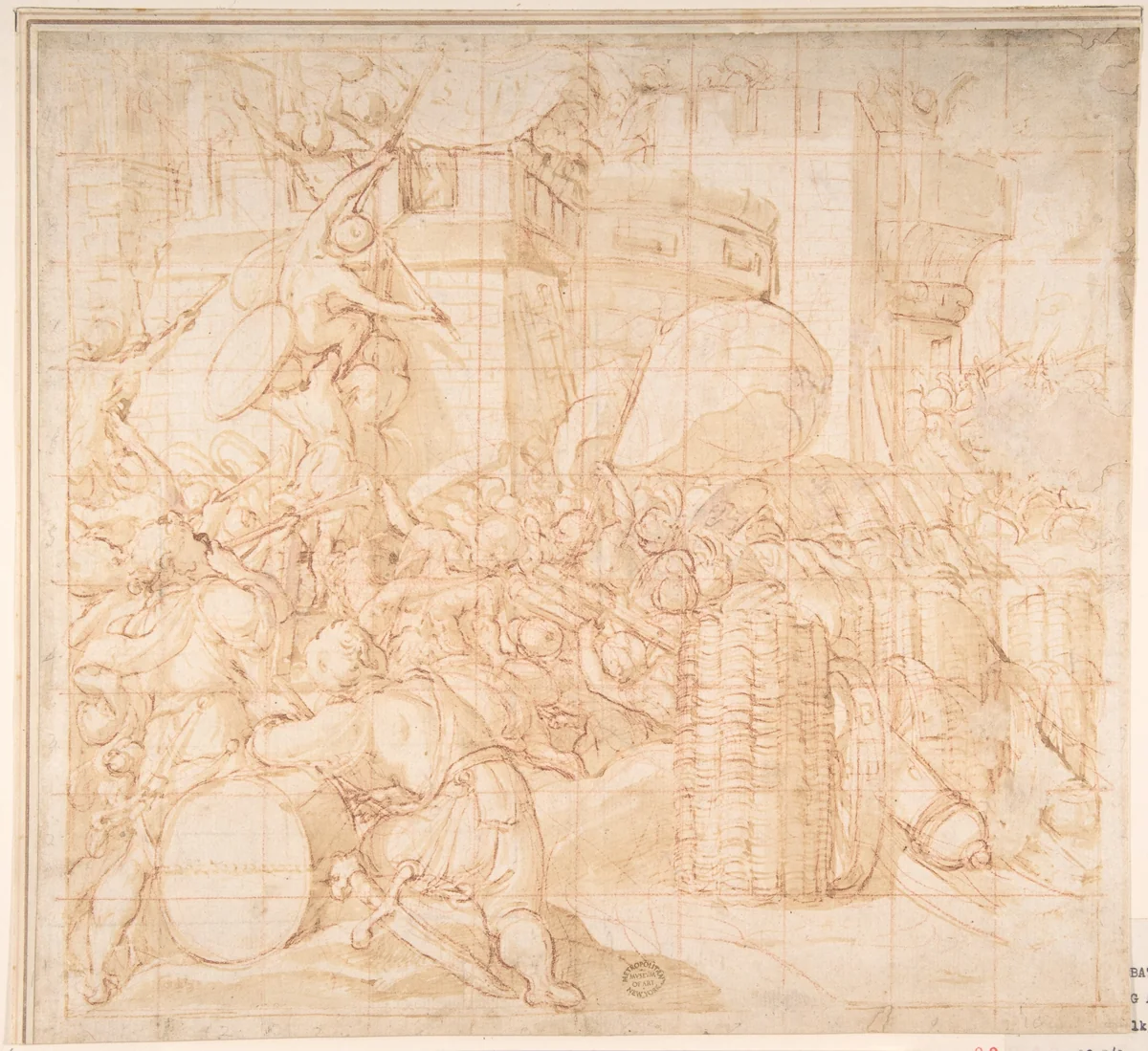 Storming a City by anonymous, drawing, 1500-1600