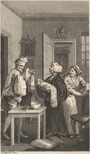 Illustration to "Tristram Shandy," Volume 4 by William Hogarth, print, 1800-1850