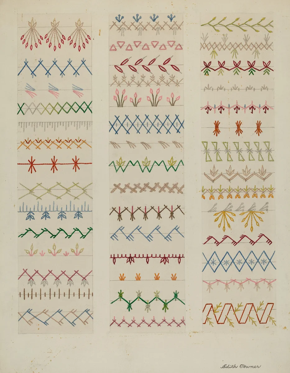 Samples of Stitching, Patchwork Quilt by Edith Towner, index of american design, 1937