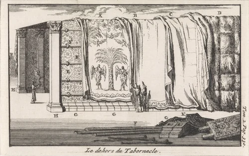 Bouw van de tabernakel by Jan Luyken, print, 1705