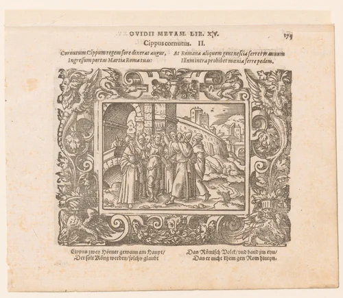 Cipus gekroond met twee hoorns by Virgilius Solis, print, 1569