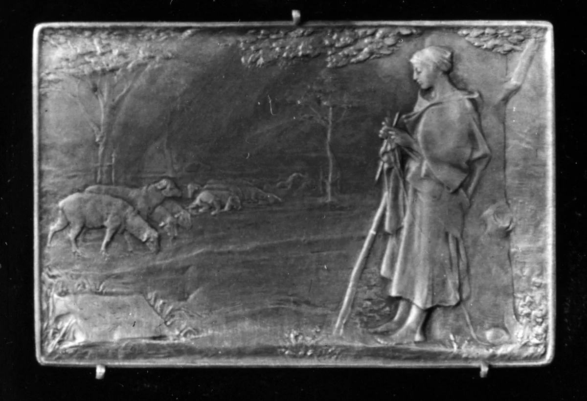 Shepherdess, 1888 by Louis-Oscar Roty, metalwork, 1888