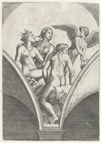 Amor en drie gratiën by anonymous, print, 1517-1570
