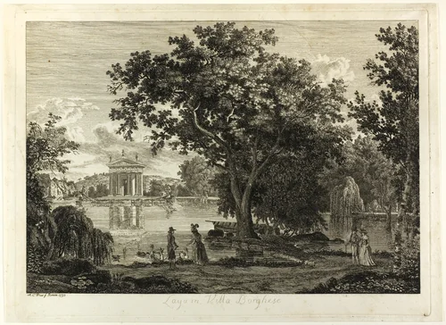 Lake in Villa Borghese by Albert Christoph Dies, print, 1793
