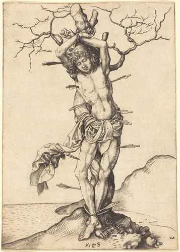 Saint Sebastian by Martin Schongauer, print, 1480-1490