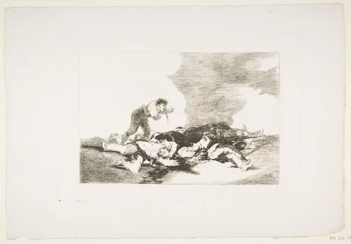 Plate 12 from "The Disasters of War" (Los Desastres de la Guerra): 'This is what you were born for' (Para eso habeis nacido) by Goya, print, 1810