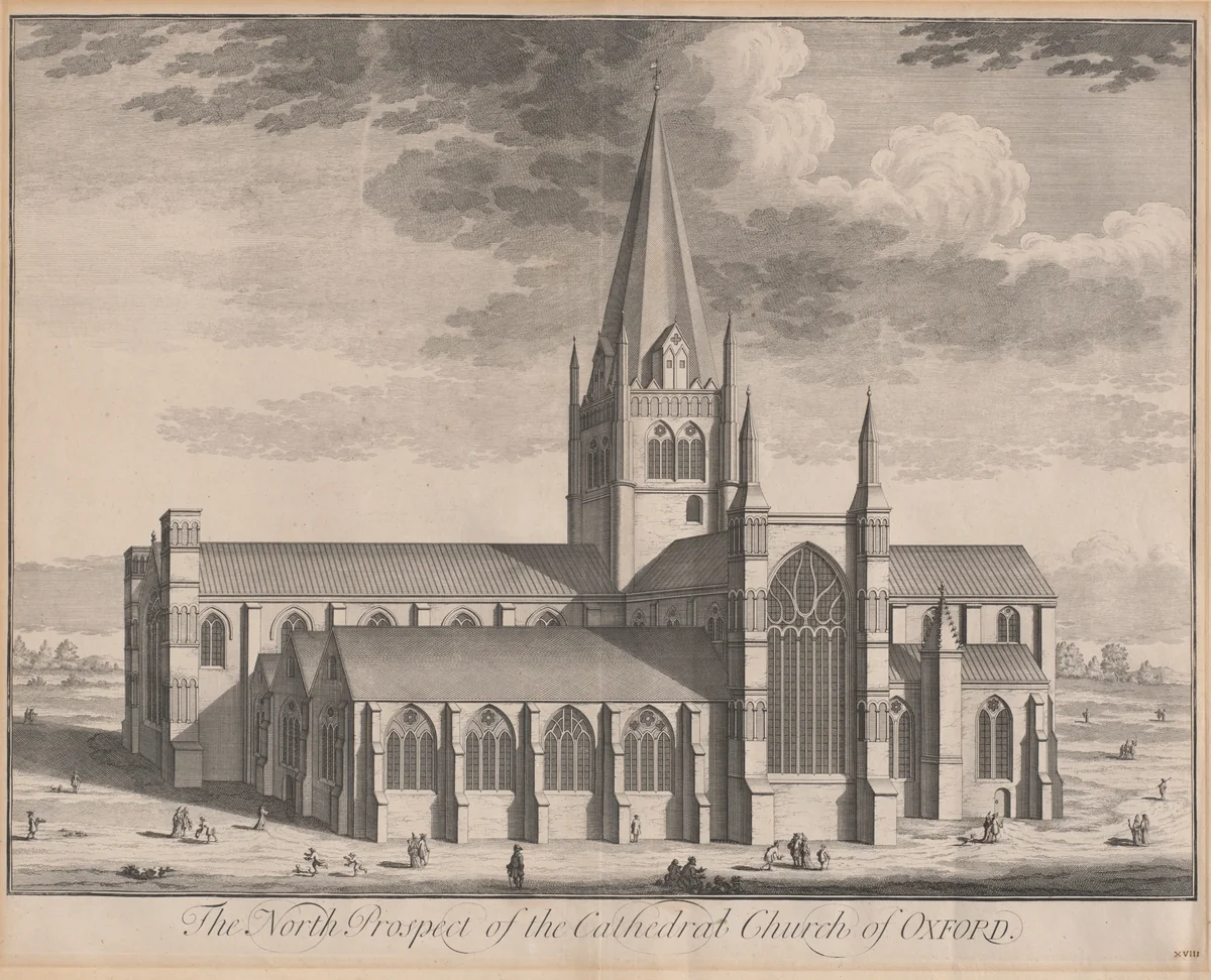 The North Prospect of the Cathedral Church of Oxford by Johannes Kip; Leendert Knijff, print, 1707