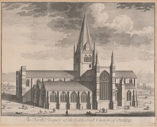 The North Prospect of the Cathedral Church of Oxford by Johannes Kip; Leendert Knijff, print, 1707