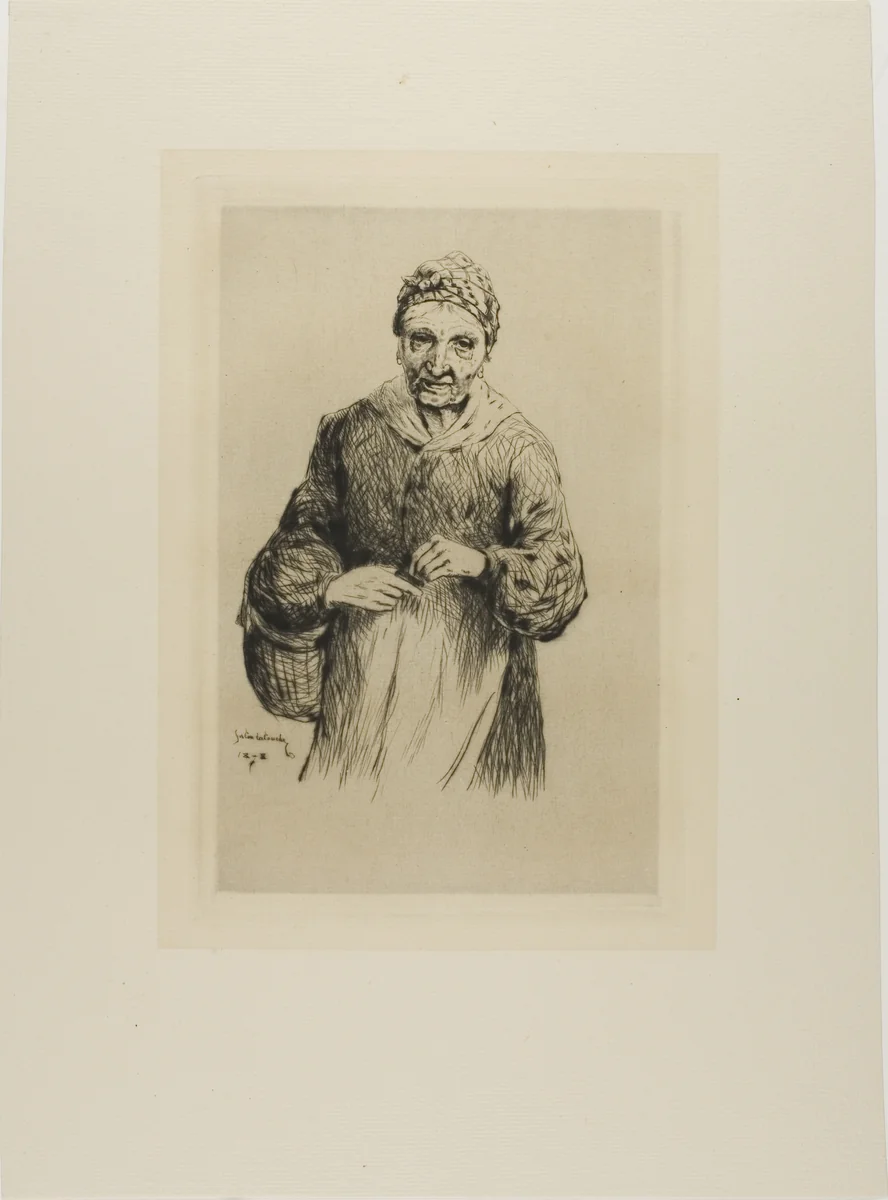 Old Woman with Basket by Gaston La Touche, print, 1878