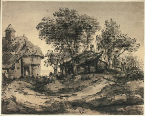 Huts Near the Sea by Thomas Monro, drawing, 1779-1833