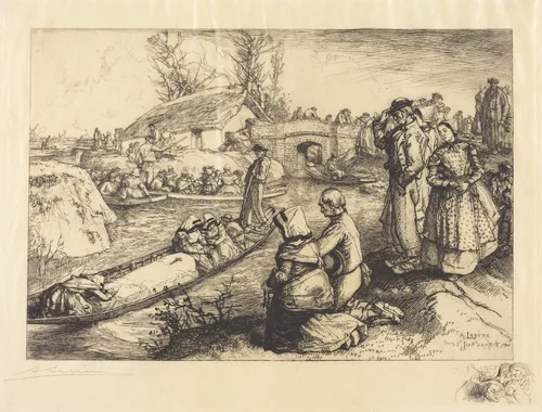 Burial in the Vendeen Marsh (Un enterrement dans le marais Vendeen) by Auguste Lepère, print, 1901