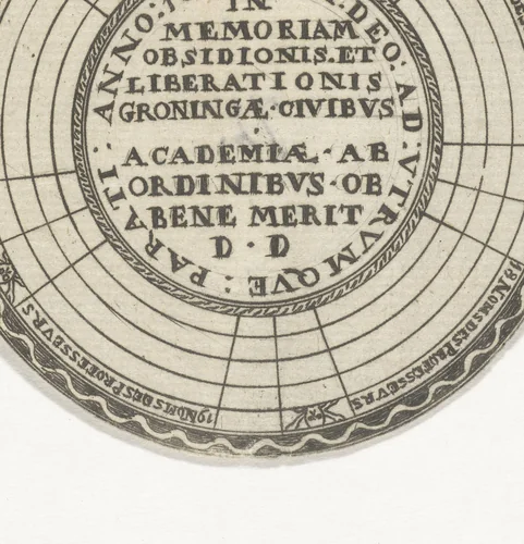 Penning van de Universiteit van Groningen, met ruimte voor de namen van de hoogleraren by anonymous, print, 1685-1720