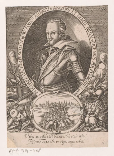 Portret van Michael Victor von Wusterow by Gottfried Mueller, print, 1620-1656