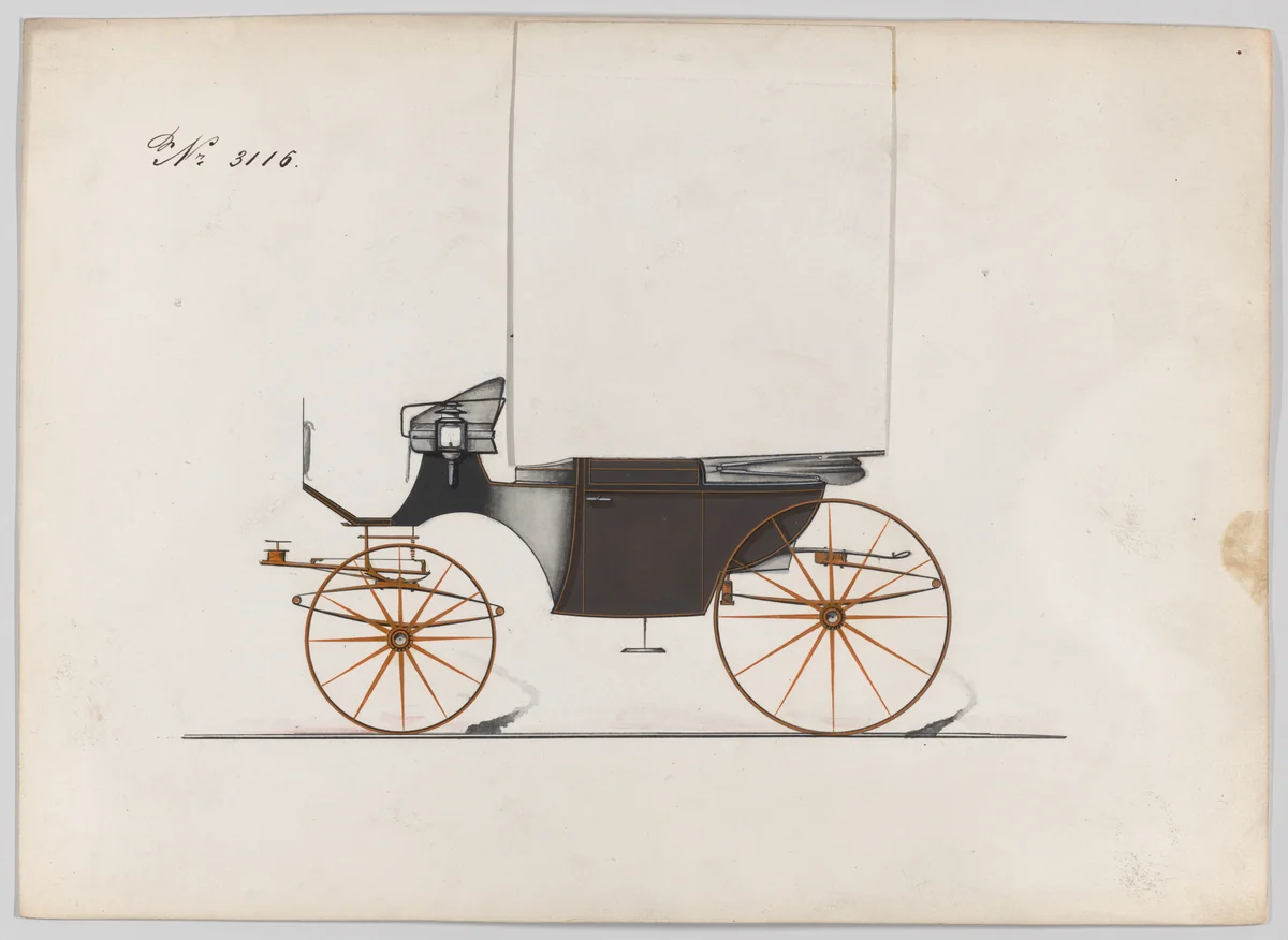 Design for Landaulet, no. 3116 by Brewster & Co., drawing, 1873