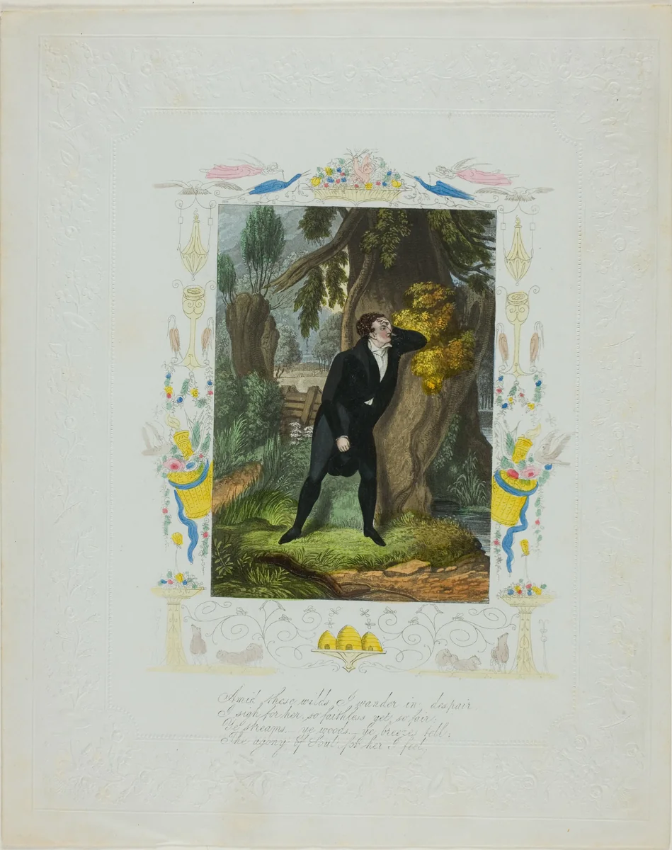 Amid These Wilds, I Wander in Despair (valentine) by Unknown Artist, other, 1845-1855