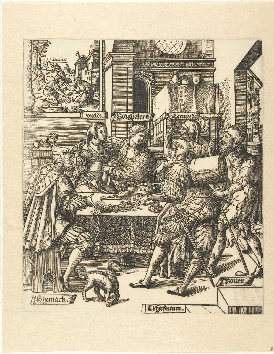 Het gokspel by Cornelis Anthonisz, print, 1541