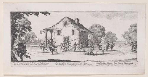 La Maraude (Pilfering), from Les Misères et les Mal-Heures de la Guerre (The Miseries and Misfortunes of War), plate 4 by Jacques Callot, print, 1633