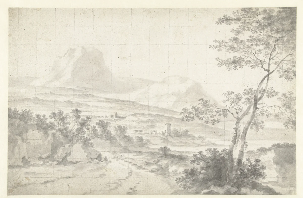 Zuidelijk berglandschap by Jan Both, drawing, 1628-1652