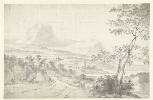 Zuidelijk berglandschap by Jan Both, drawing, 1628-1652