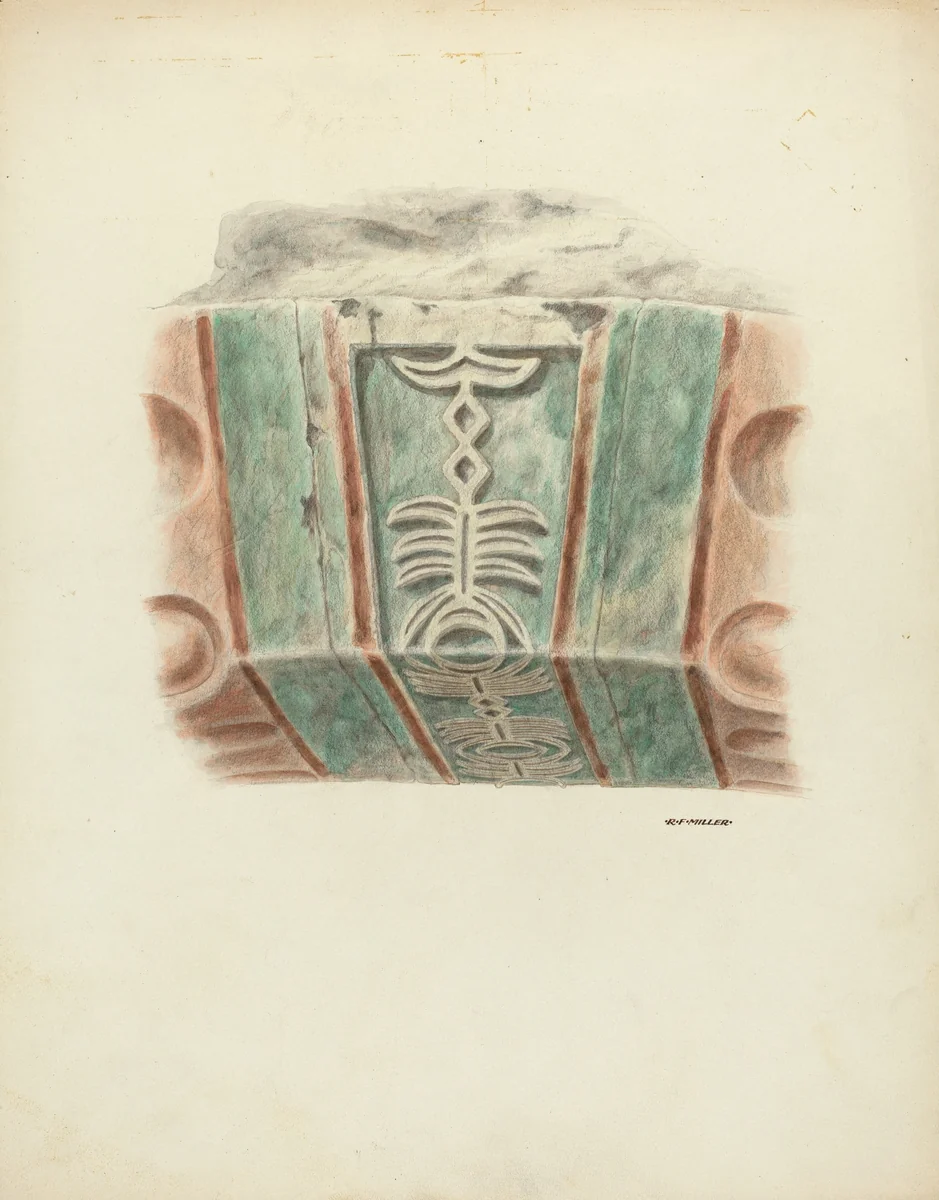 Carved and Painted Keystone by Randolph F. Miller, index of american design, 1939