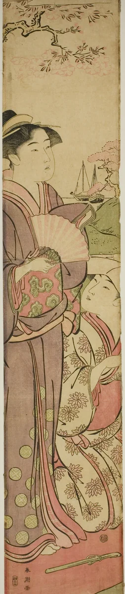 Viewing Cherry Blossoms by Katsukawa Shuncho, print, 1783-1804