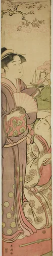 Viewing Cherry Blossoms by Katsukawa Shuncho, print, 1783-1804