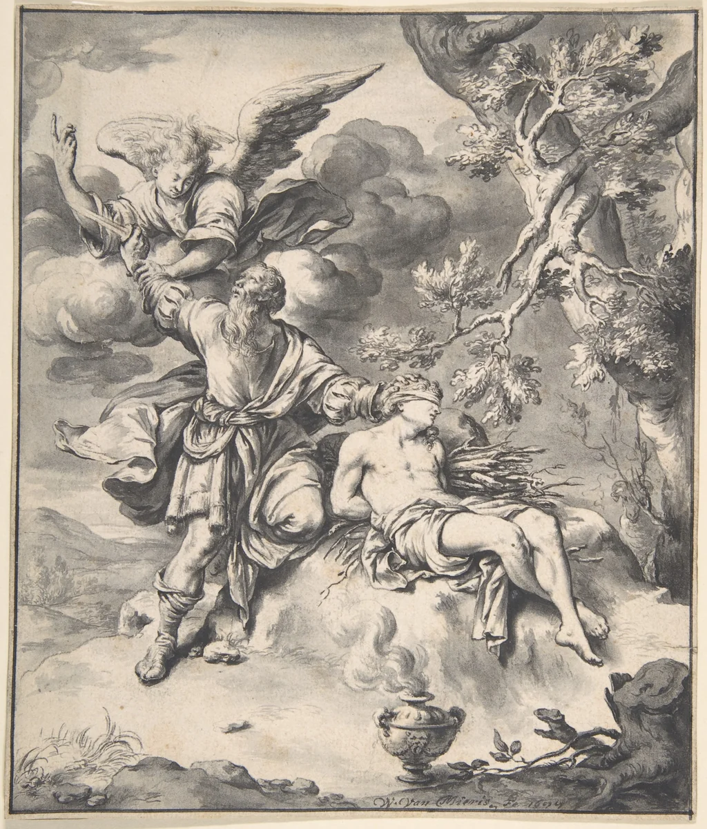 The Sacrifice of Isaac by Willem van Mieris, drawing, 1694