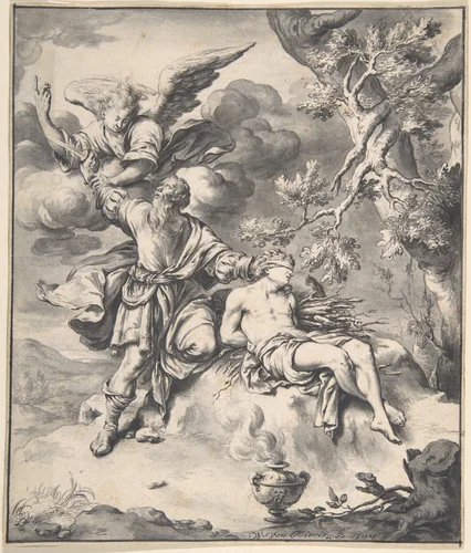 The Sacrifice of Isaac by Willem van Mieris, drawing, 1694