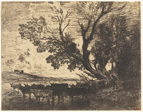 The Ford by Charles-François Daubigny, print, 1862