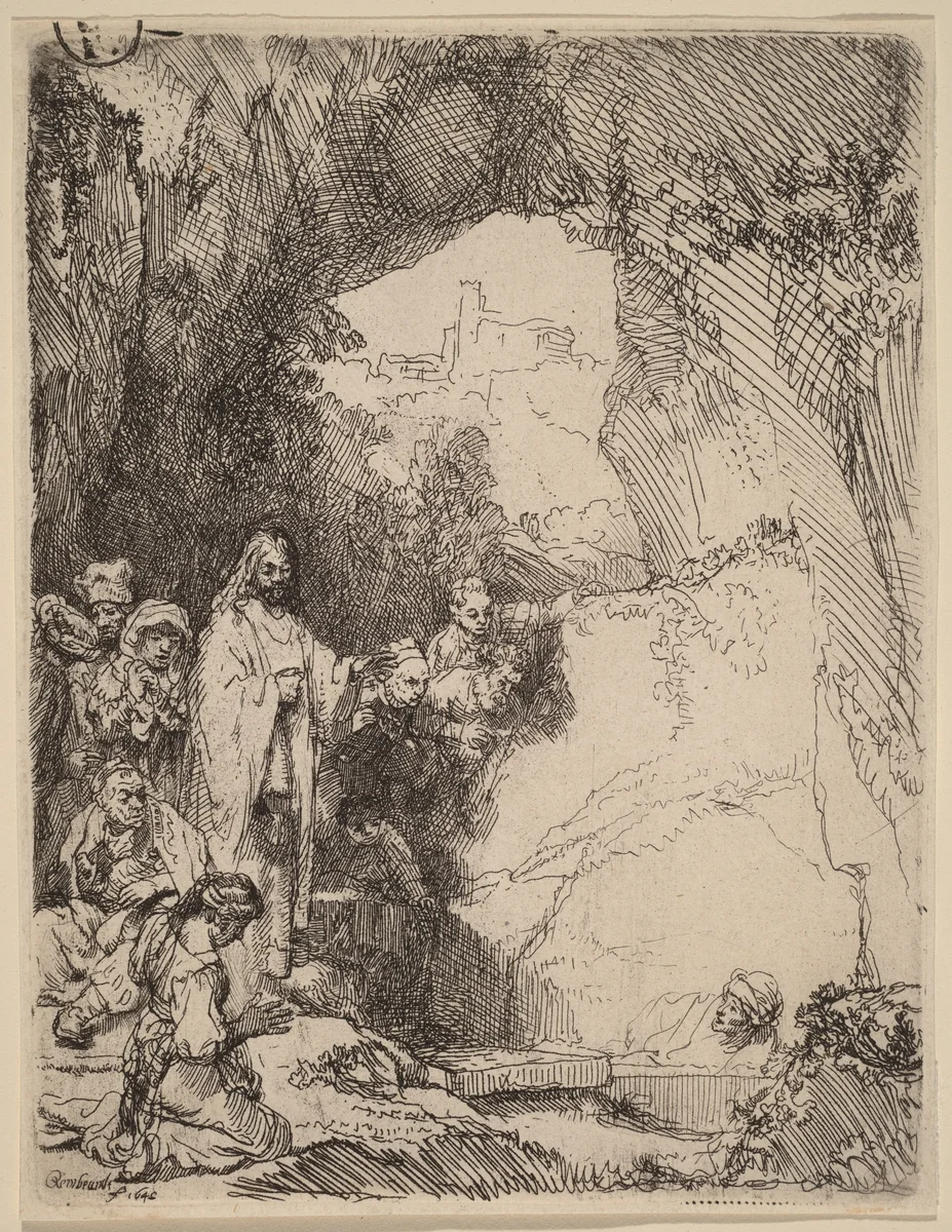 The Raising of Lazarus: Small Plate by Rembrandt van Rijn, print, 1642