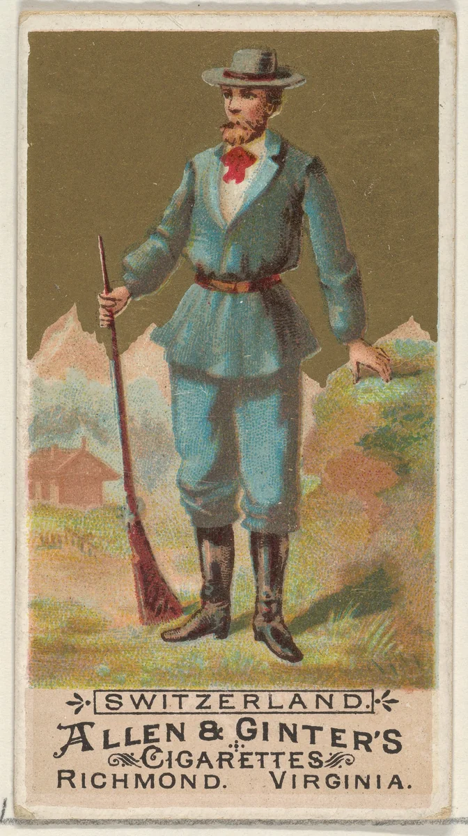 Switzerland, from the Natives in Costume series (N16) for Allen & Ginter Cigarettes Brands by Allen & Ginter, print, 1886