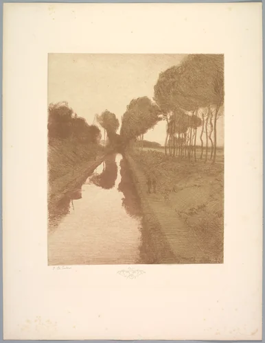 Suite de Paysages: Landscape, Plate 3, Remarque, Bat by Charles Marie Dulac, print, 1892-1893