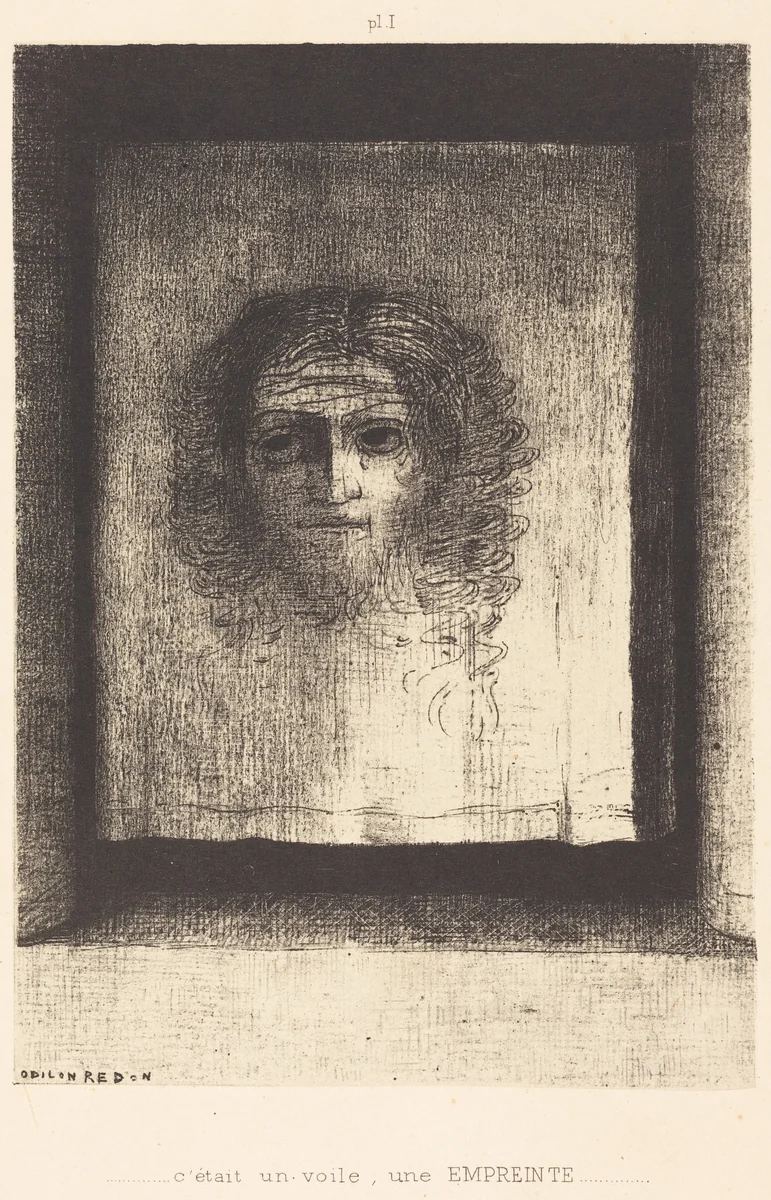 C'etait un voile, un empreinte (It was a veil, an imprint) by Odilon Redon, print, 1891