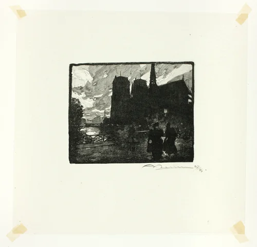 Notre-Dame, Evening, plate eight from Le Long de la Seine et des Boulevards by Louis Auguste Lepère, print, 1890