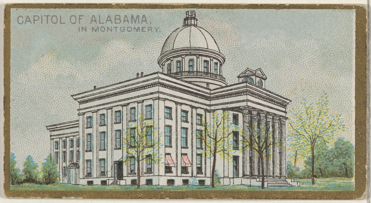 Capitol of Alabama in Montgomery, from the General Government and State Capitol Buildings series (N14) for Allen & Ginter Cigarettes Brands by Allen & Ginter, print, 1889