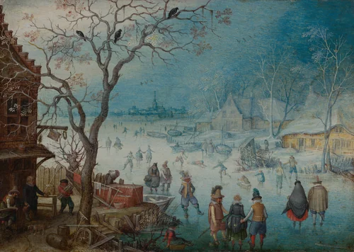 Winter Landscape by Christoffel van den Berghe, painting, 1615