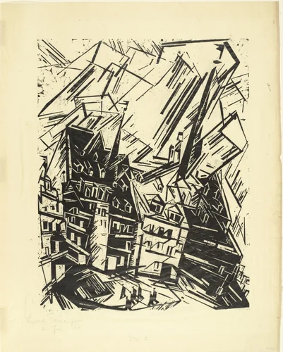 High Buildings (Hohe Gebäude) by Lyonel Feininger, print, 1919