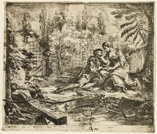 Gallant Conversation by Gabriel Jacques de Saint-Aubin, print, 1757
