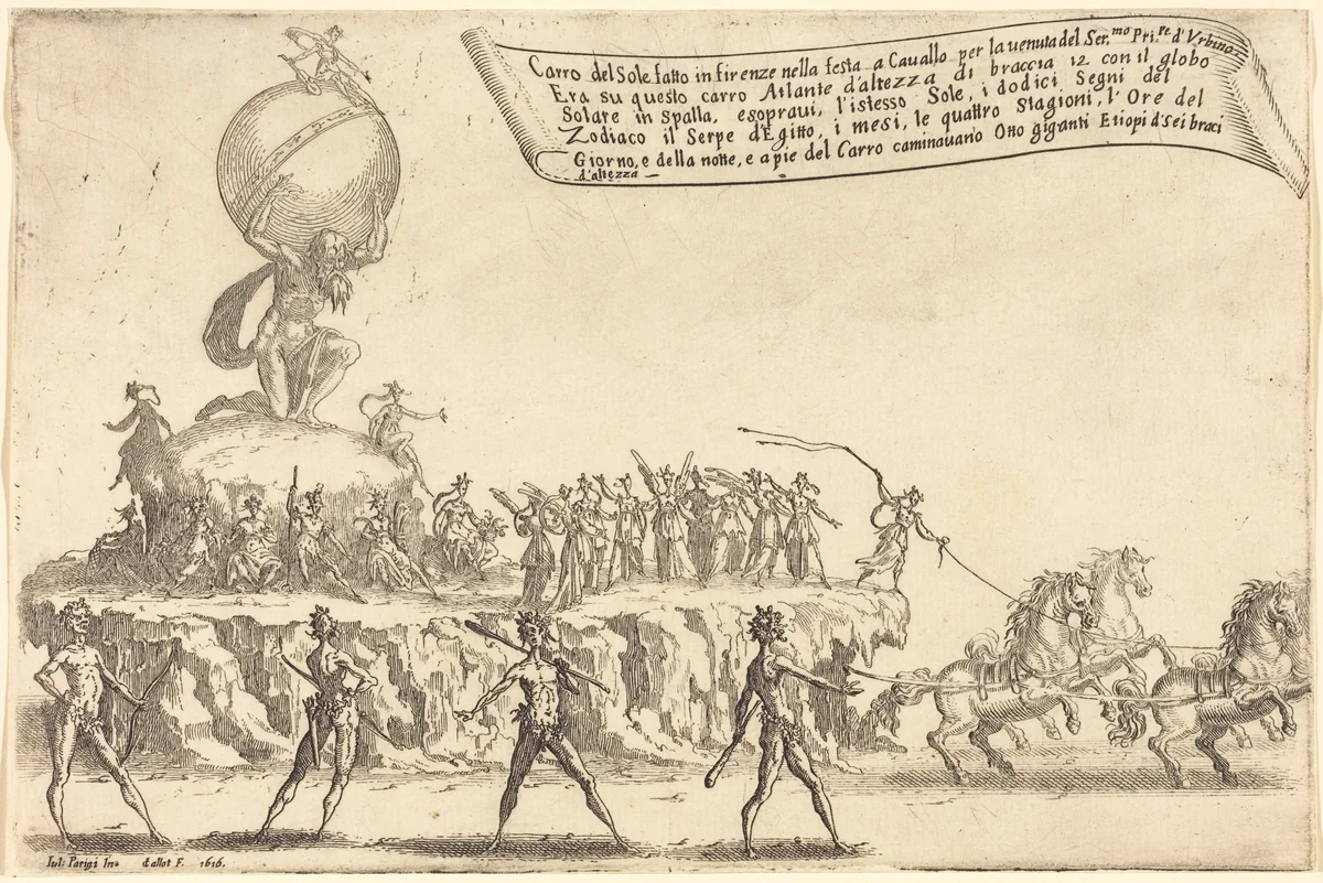 The Float of the Sun by Jacques Callot, print, 1616