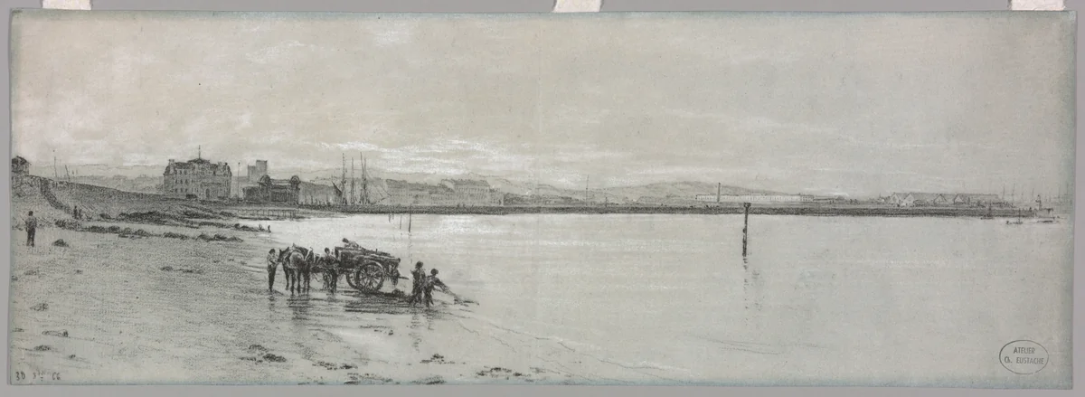 Seaside by Charles François Eustache, drawing, 1866