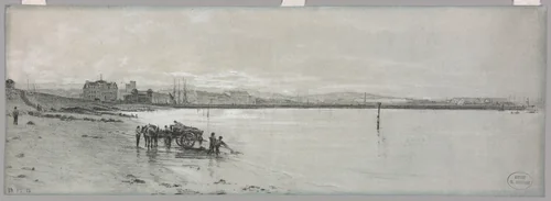 Seaside by Charles François Eustache, drawing, 1866