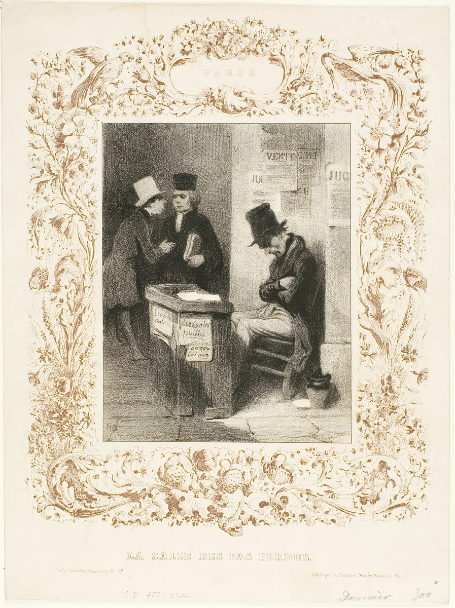 The Waiting Hall by Honoré-Victorin Daumier, print, 1839