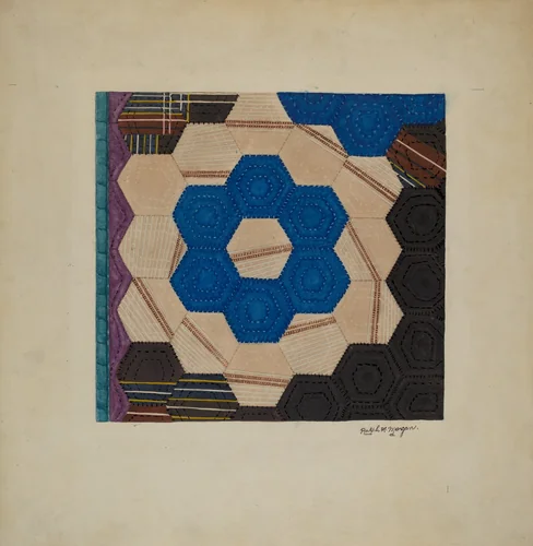 Silk Quilt (Hexagonal Pattern) by Ralph N. Morgan, index of american design, 1940