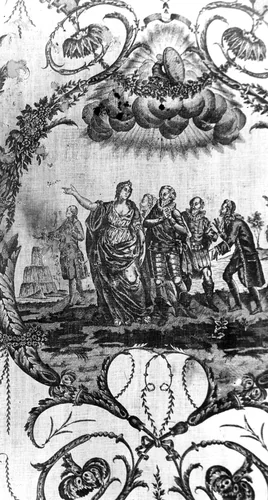 Triomphe de Voltaire (Triumph of Voltaire) (Furnishing Fabric) by Petitpierre et Cie, textile, 1788-1793