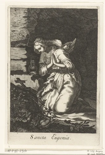 Heilige Eugenia van Rome by anonymous, print, 1590-1662