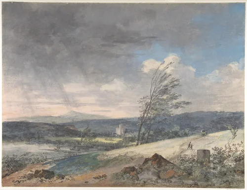 Windswept Landscape by Louis Gabriel Moreau, drawing, 1755-1806